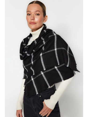 Trendyol Black Checkered Soft Textured Scarf