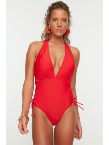 Модерен червен дълбоко събиране вратовръзка нормален крак бански