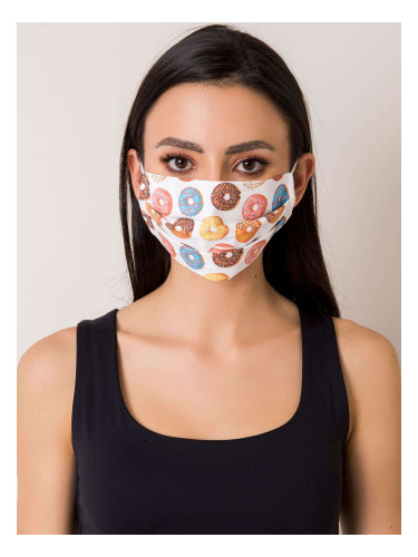 White protective cotton mask with print