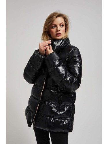 Marisse Short Quilted Black Jacket With A Hood
