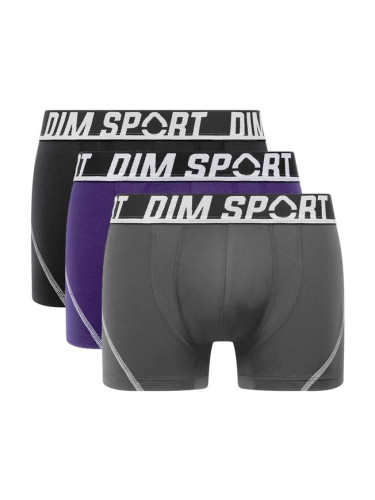 DIM SPORT MICROFIBRE BOXER 3x - Men's Sports Boxer Shorts 3 pcs - Grey - Blue - Black