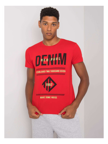 Men's red cotton T-shirt with print