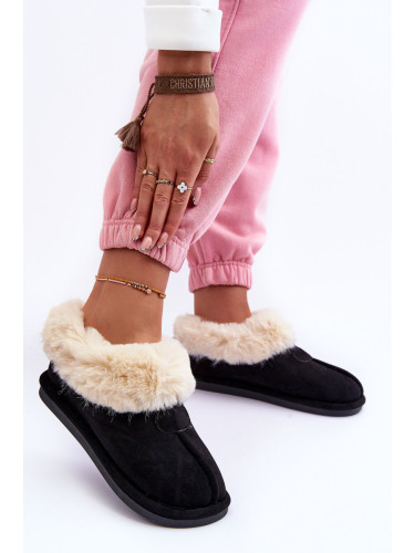 Boto Дамски чехли с косъм Черни Ланозе