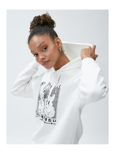 Koton Anime Sweatshirt Oversize Hooded Long Sleeve