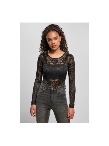 Women's Long Sleeve Lace Body Black