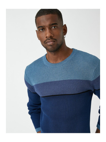 Koton Basic Knitwear Sweater Crew Neck Color Block