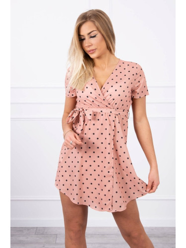 Dotted dress dark apricot