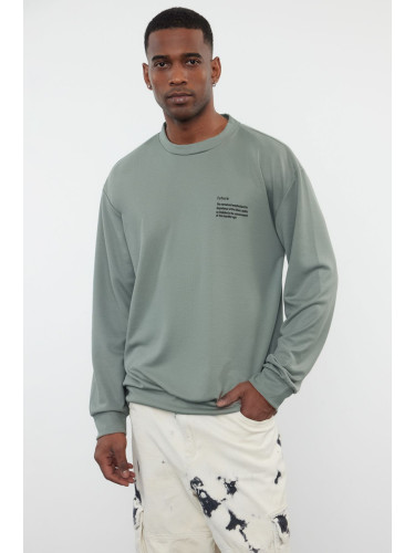 Trendyol Mint Oversize/Wide Cut Fit Minimal Text Printed Sweatshirt