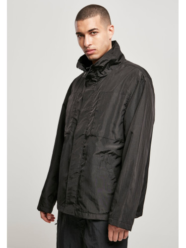 Nylon crepe jacket with double pocket black