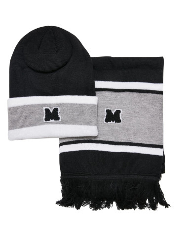 Package College Team Hat & Scarf Black/Heathergrey/White