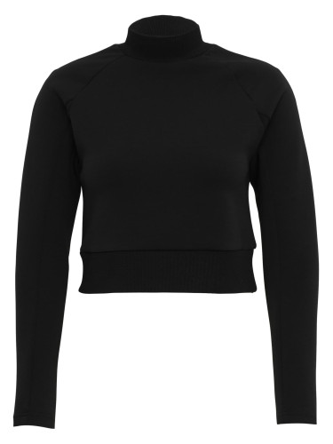 Women's cropped hoodie without hood with stand-up collar black