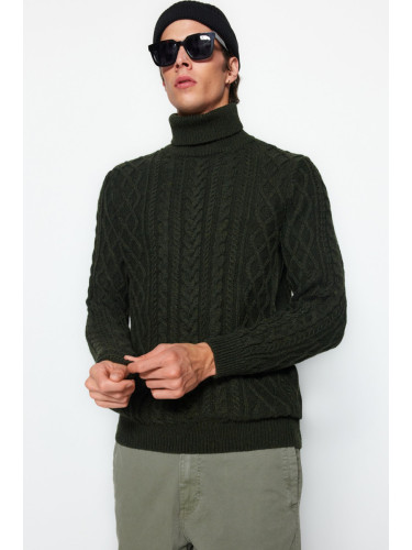 Trendyol Khaki Slim Fit Turtleneck Hair Knitted Knitwear Sweater