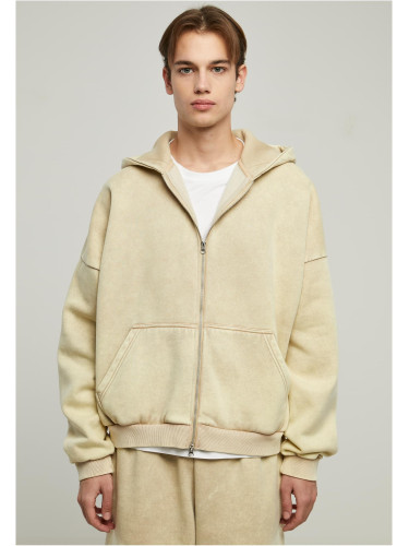 90s Zip-Up Hoodie in Heavy Stone Washed Beige