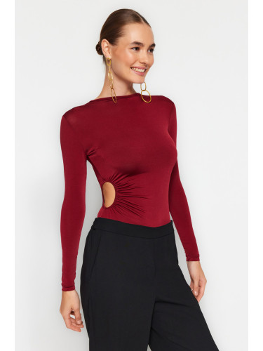 Trendyol Burgundy Knitted Window/Cut Out Detailed Body