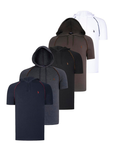 QUINTET SET T8570 DEWBERRY HOODIE MEN'S T-SHIRT-BLACK-WHITE-NAVY BLUE-ANTHRACITE-KHAKI