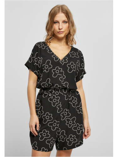 Women's jumpsuit with short viscose strap in black