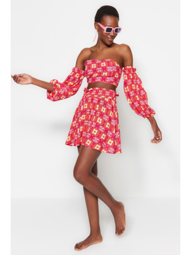 Trendyol Ethnic Pattern Woven Blouse and Skirt Set