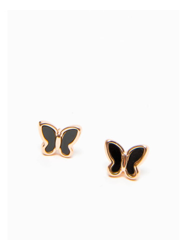 Earrings with enamel butterfly black