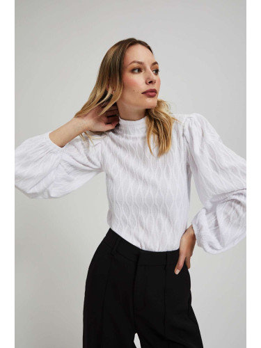 Marisse White Turtleneck Blouse With Puffed Sleeves