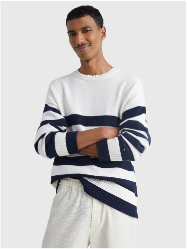Blue and white men's striped oversize sweater Tommy Hilfiger Breton