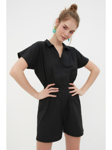 Trendyol Black Elastic Waist Wide Leg Mini Woven Jumpsuit