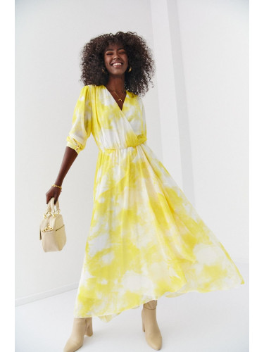 Yellow chiffon maxi dress