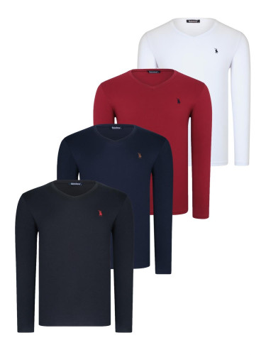 QUADRUPLE SET T8587 DEWBERRY V-NECK MEN'S SWEATSHIRT-BLACK-NAVY-WHITE-BURGUNDY