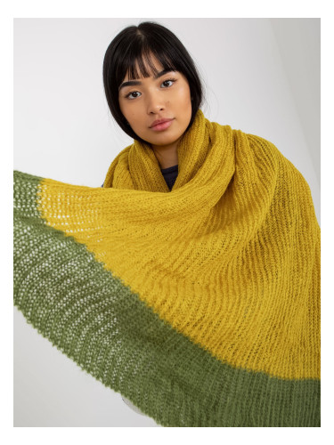 Yellow and green two-tone women's knitted scarf