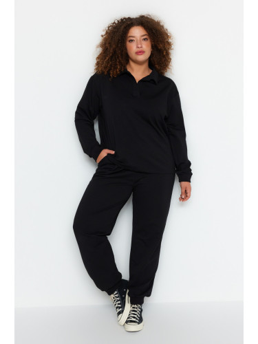Trendyol Curve Black Thin Knitted Tracksuit Set
