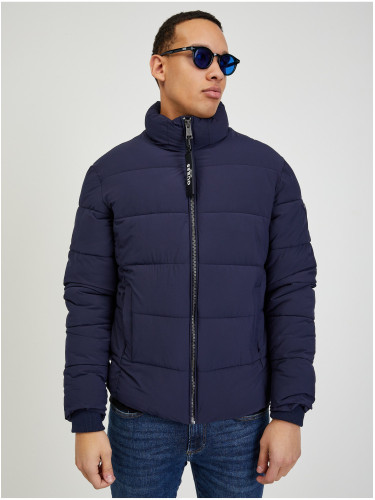 Dark blue Men's Quilted Winter Jacket Guess - Men