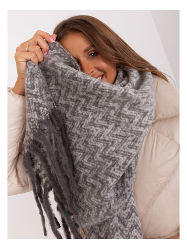 Grey and white women's scarf with patterns