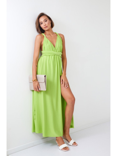 Maxi dress with lime tie around the neck