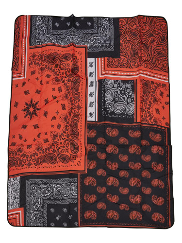 Bandana Patchwork Print Blanket Black/Orange