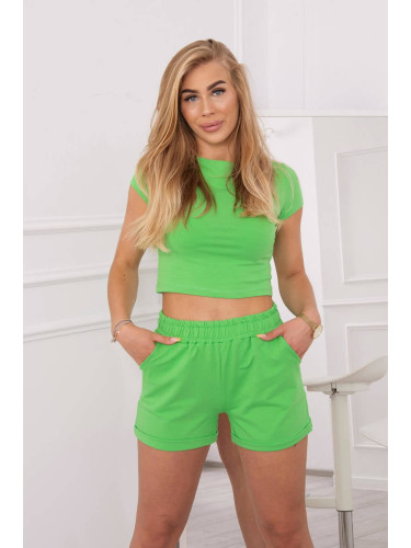 Cotton set with shorts light green