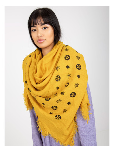 Yellow women's scarf with print