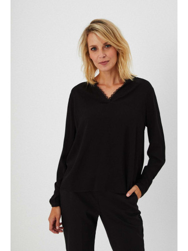 Plain viscose shirt - black