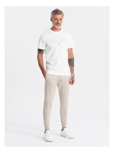 Ombre Men's sweatpants in pleasant knit fabric - cream melange