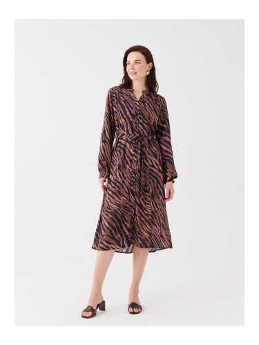 LC Waikiki Loose Collar Patterned Long Sleeve Women's Shirt Dress