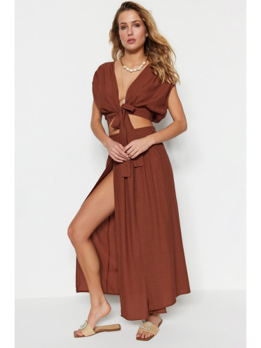 Trendyol Cinnamon Slit Detailed Skirt-blouse Set