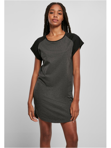 Women's raglan T-shirt with contrasting charcoal/black