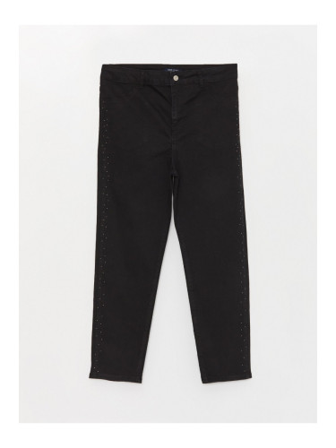 LC Waikiki Straight Fit Women's Jeans with a Shiny Stone Print.