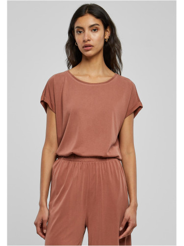 Women's Modal Terracotta T-Shirt with Extended Shoulder