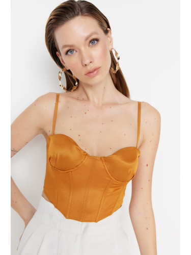 Trendyol Tile Crop Lined Knitted Satin Bustier