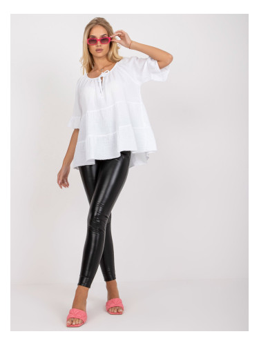 White casual blouse with ruffle OCH BELLA