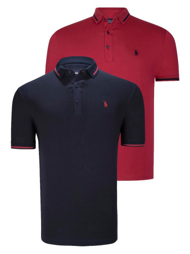 DOUBLE SET T8586 DEWBERRY MEN'S T-SHIRT-BURGUNDY-NAVY BLUE