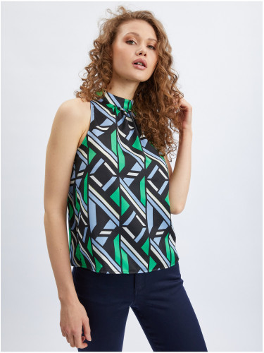 Orsay Women's Black & Green Patterned Blouse - Women's