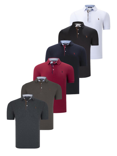 SIX SET T8582 DEWBERRY MENS T-SHIRT-BLACK-WHITE-NAVY BLUE-KHAKI-BURGUNDY-ANTHRACITE