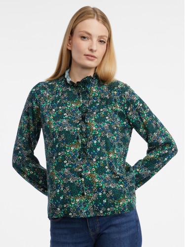 Orsay Dark Green Women's Floral Blouse - Women's
