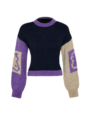 Trendyol Navy Blue Soft Textured Color Block Knitwear Sweater