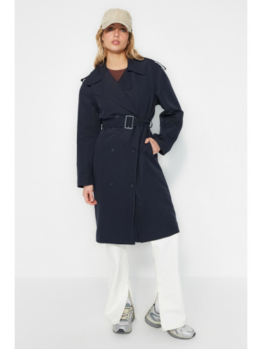Trendyol флот синьо извънгабаритни колан пагон подробни тренчкот
